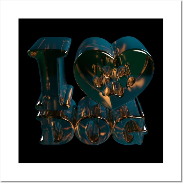 3D I Love Dog - Abstract-Glass Wall Art by 3DMe